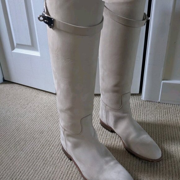Hermès jumping boots beige suede - Picture 6 of 7